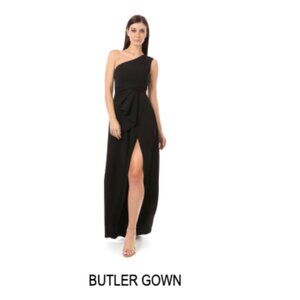 JayGodfrey Butler Gown, Black, One Shoulder